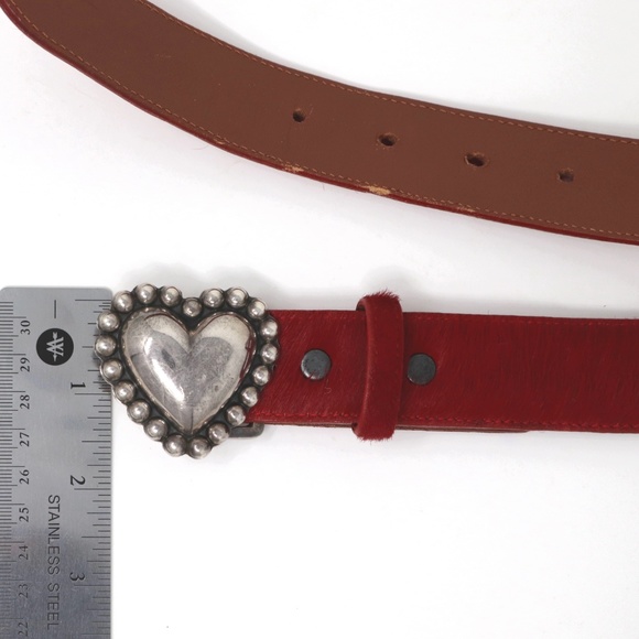 Pat Areias Size 34 Red Pony Hair Leather Belt Only - Picture 7 of 8